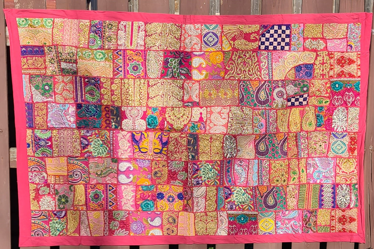 Patchwork Tapestry Beautiful Red Handmade Indian Bohemian Ethnic