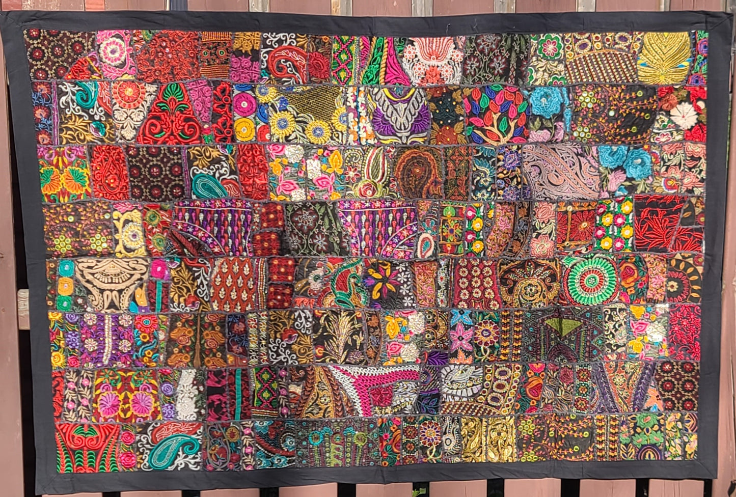 Patchwork Indian Tapestry Beautiful Black Handmade