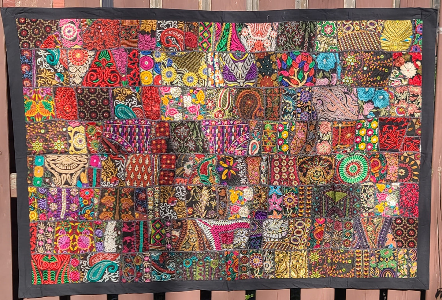 Patchwork Indian Tapestry Beautiful Black Handmade