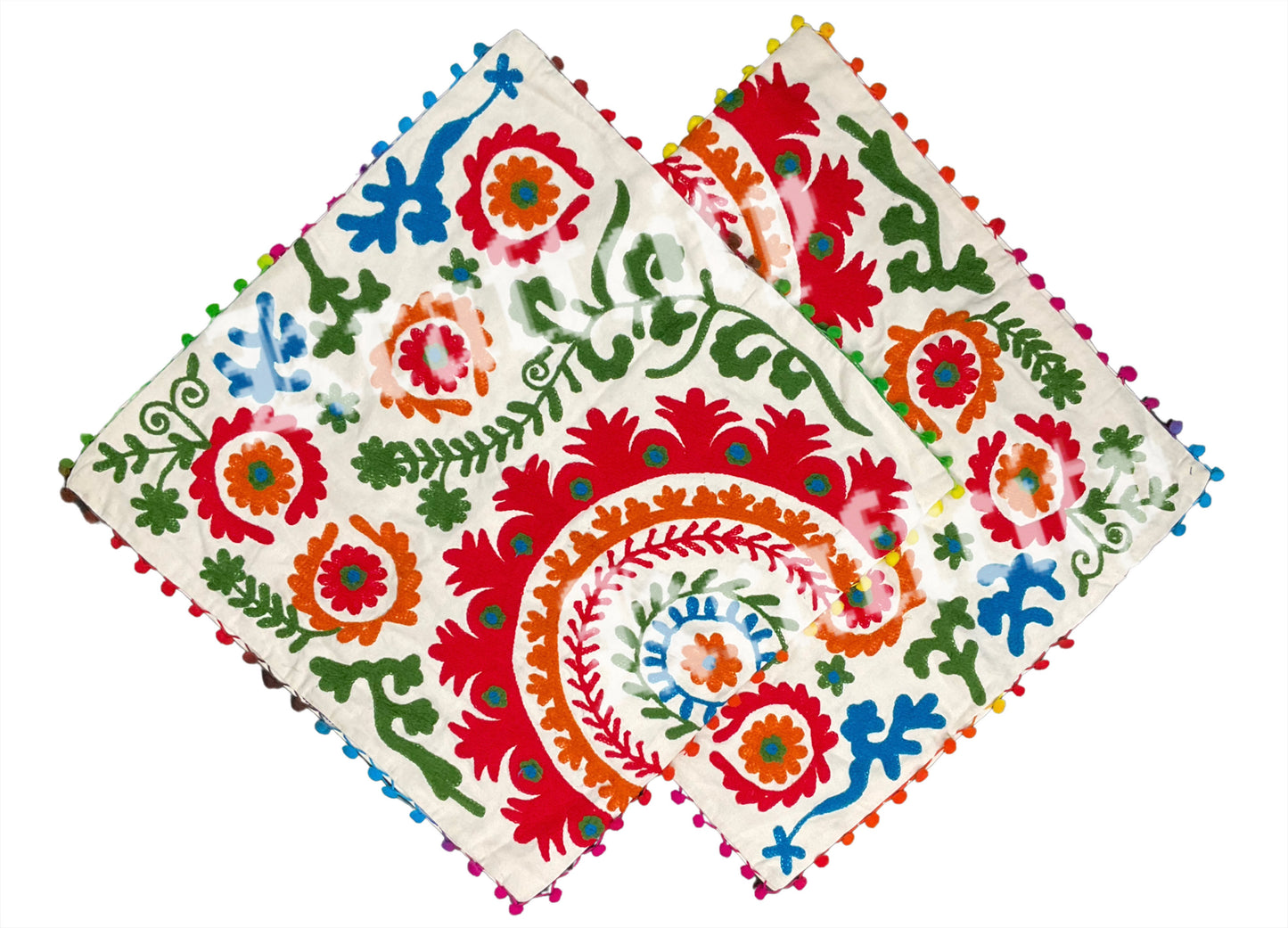 Embroided Suzani Cushion Cover Floral Handmade Indian Pillow Cover (Each)