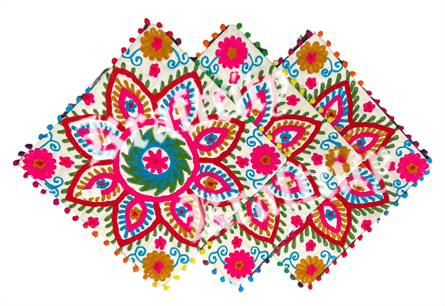 Embroided Suzani Cushion Cover Handmade Indian Pillow Cover (Each)