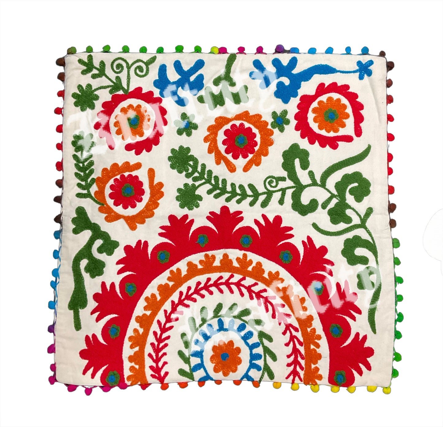Embroided Suzani Cushion Cover Floral Handmade Indian Pillow Cover (Each)