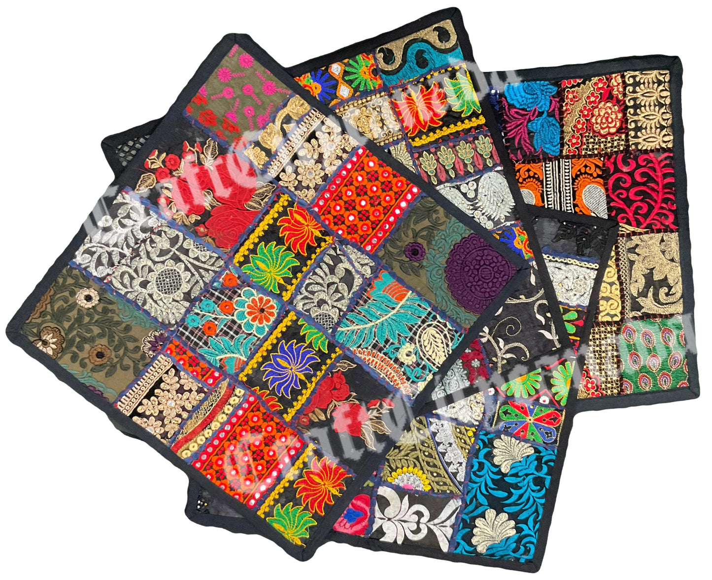 Cushion Cover Patchwork Black Bohemian Style Hand Made (Each)