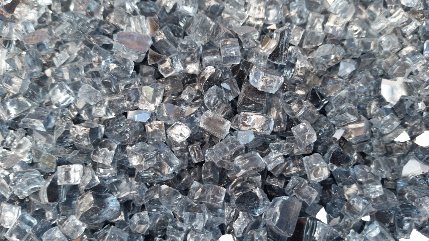 grey reflective fireglass
