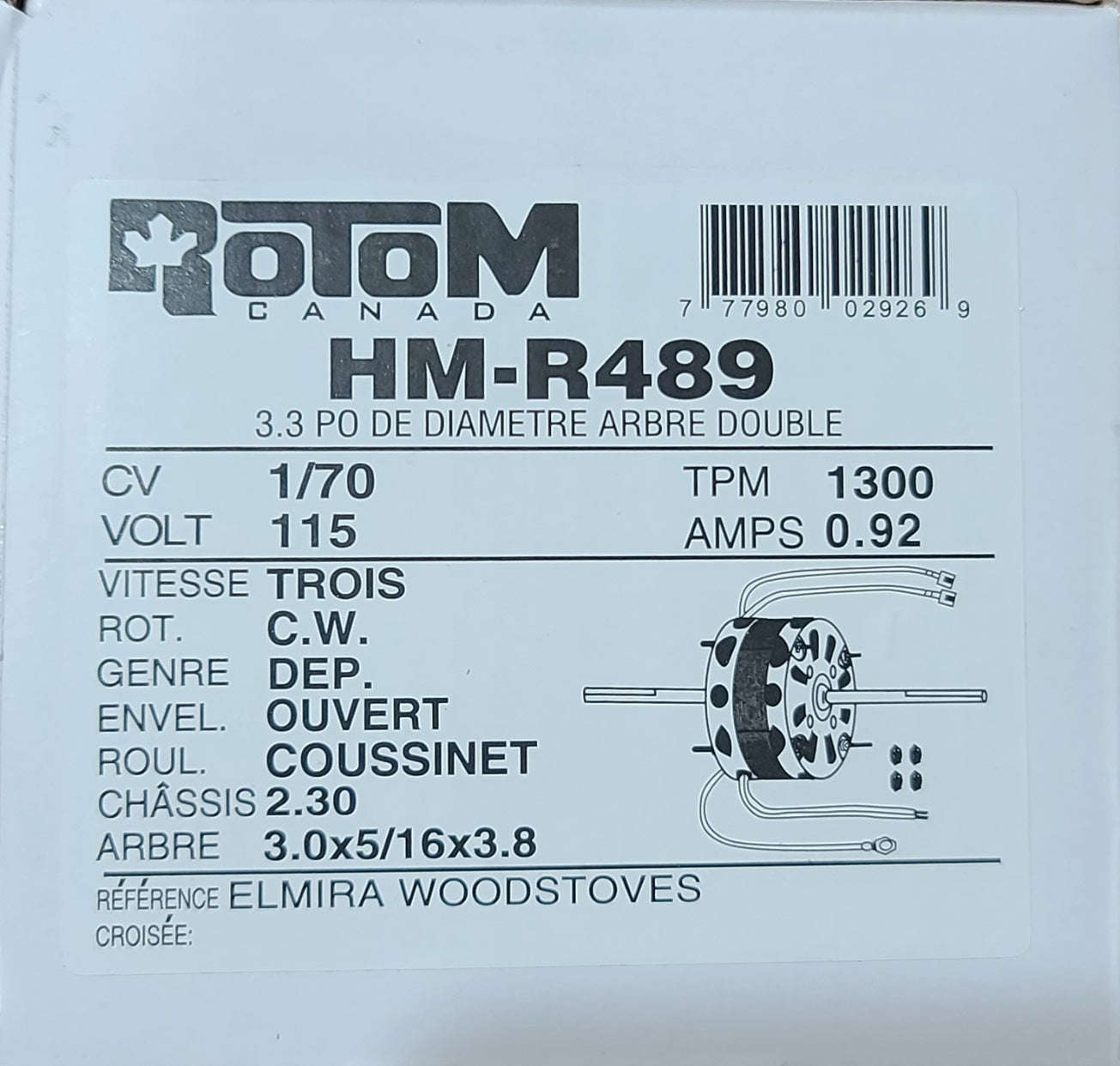 Elmira Wood Stove Electric Motor (1500, 1600)