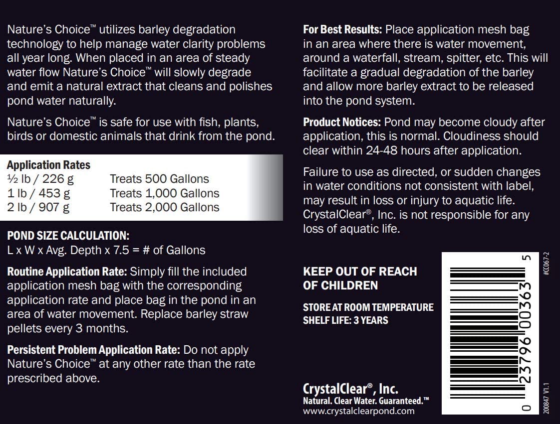CrystalClear Nature's Choice Barley Straw Pellets