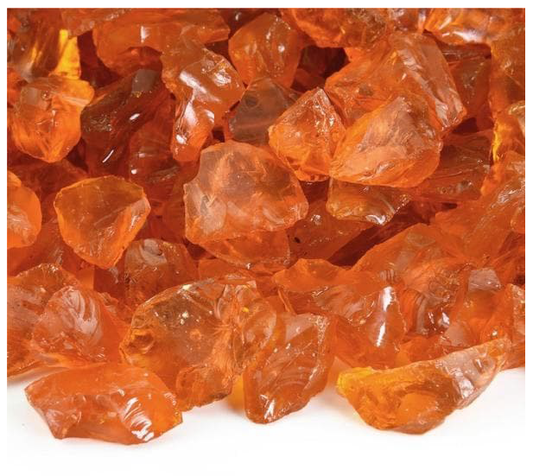 10 lb. Crushed Orange Fire Glass Rocks 1/4"-1/2" for Firepits and Fireplaces