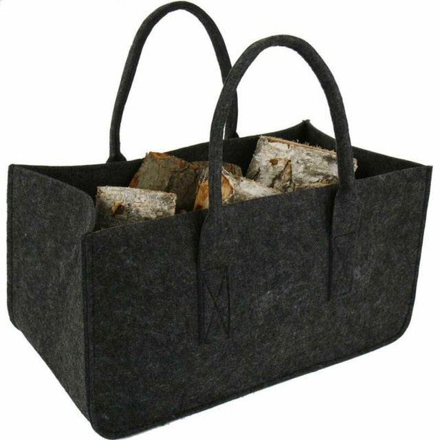 Fireplace Wood Felt Storage Bag ,Shopping Basket Magazine , Log Holders Carriers