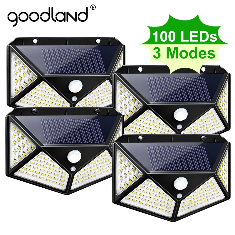 100 LED Solar Light, Outdoor Solar Powered Lamp , Waterproof PIR Motion Sensor, Light for Garden Decoration