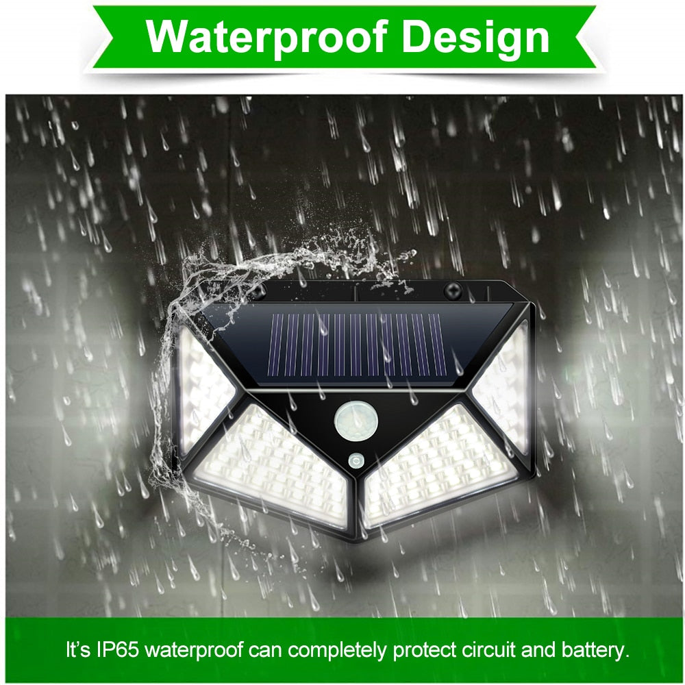 100 LED Solar Light, Outdoor Solar Powered Lamp , Waterproof PIR Motion Sensor, Light for Garden Decoration