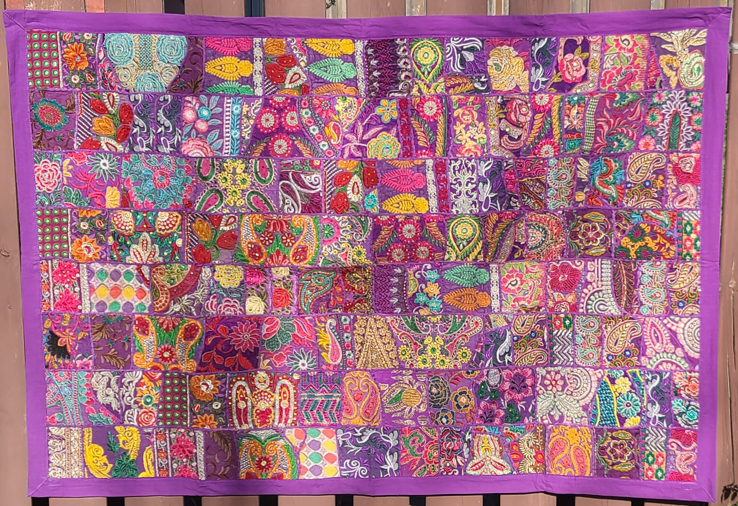 Patchwork Tapestry Beautiful Purple Handmade Indian Bohemian Ethnic