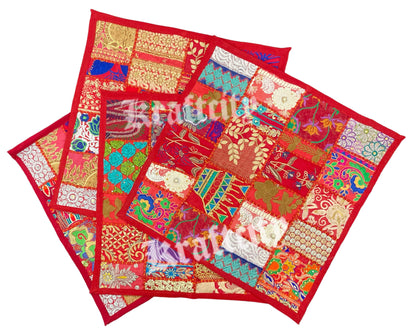 Cushion Cover Patchwork Red Bohemian Style Hand Made (Each)