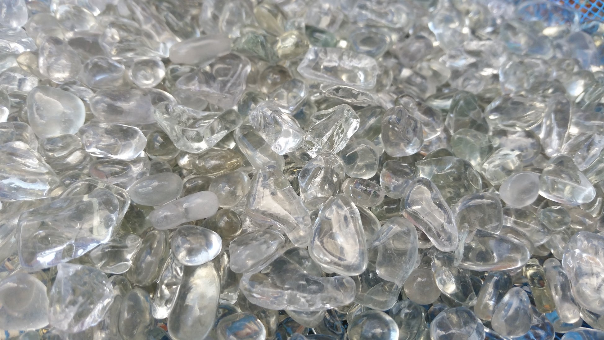 clear glass pebbles